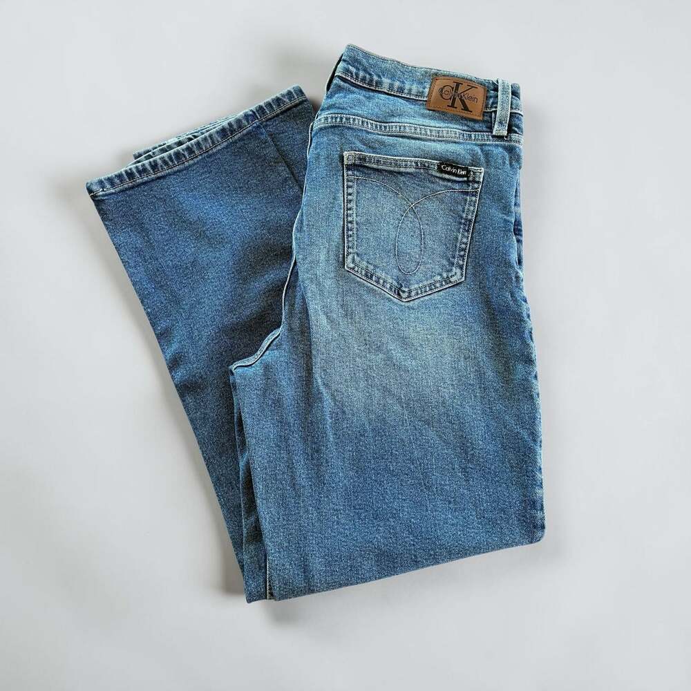 Calvin Klein Womens High Rise Vintage Straight Leg Jeans